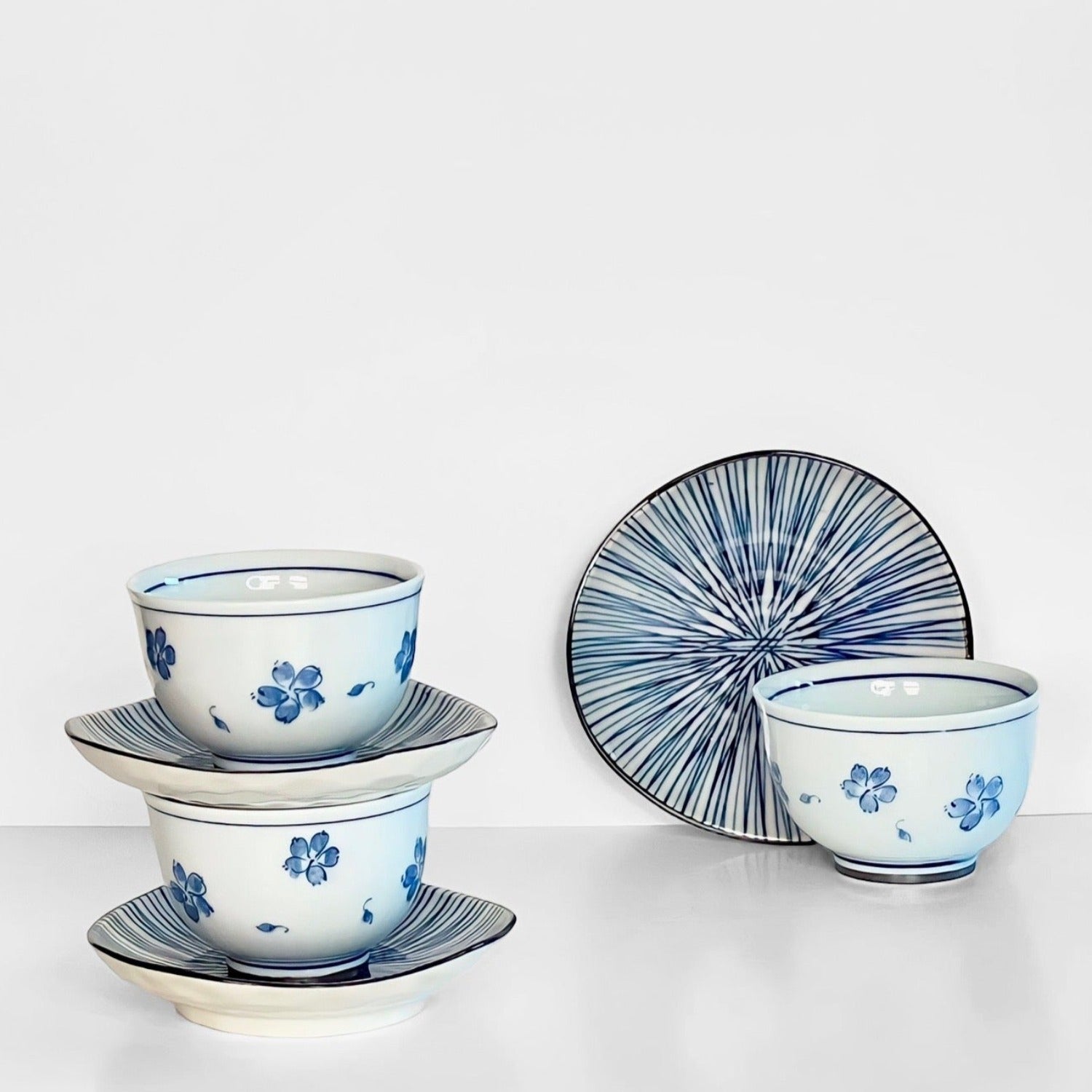 Floral Yunomi Teacup & Saucer
