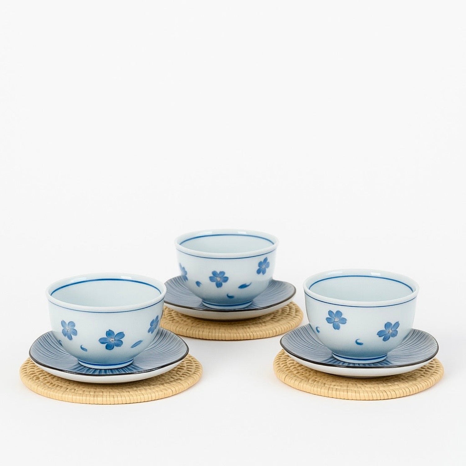 Floral Yunomi Teacup & Saucer