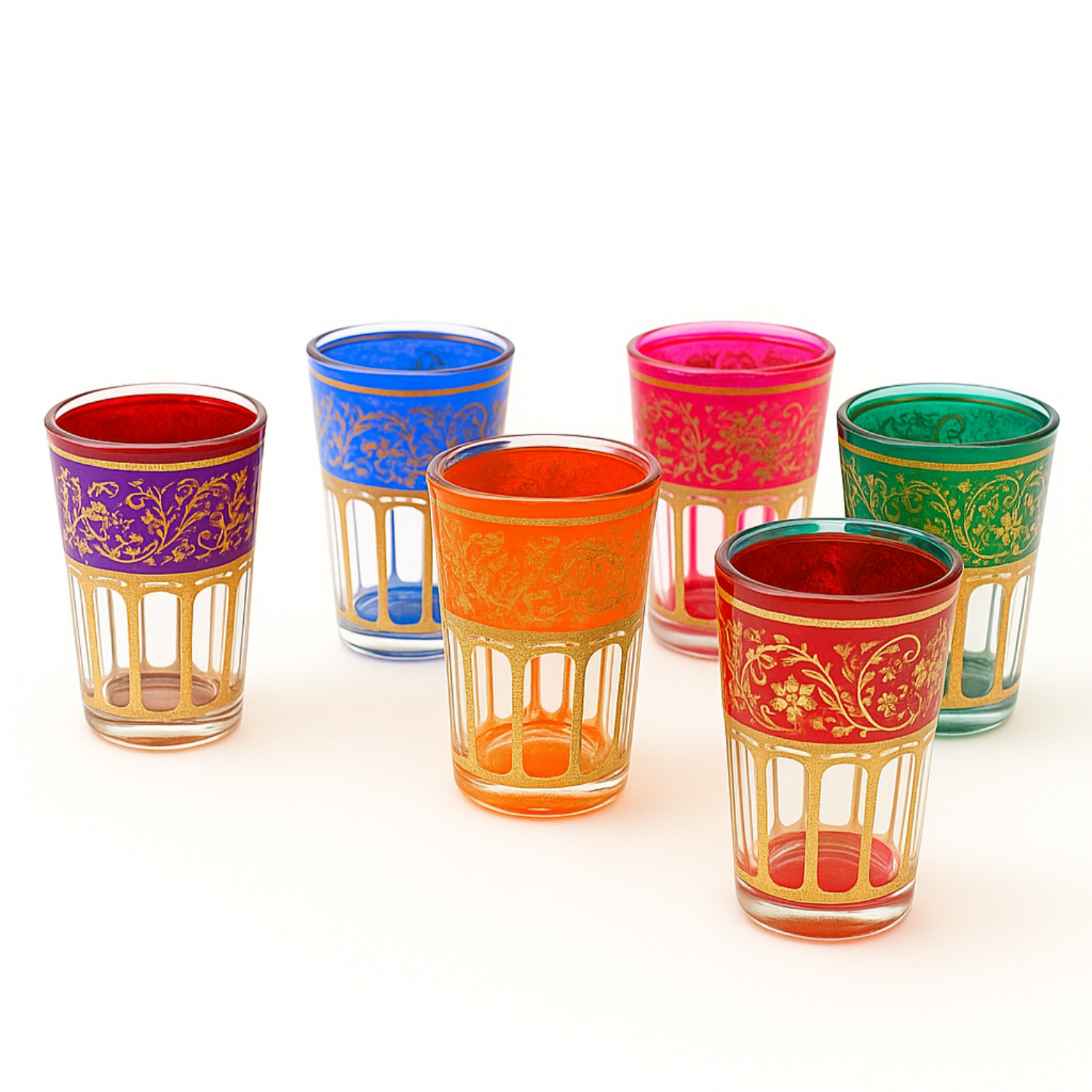 Moroccan Jewel-Toned Glasses (Set of 6)