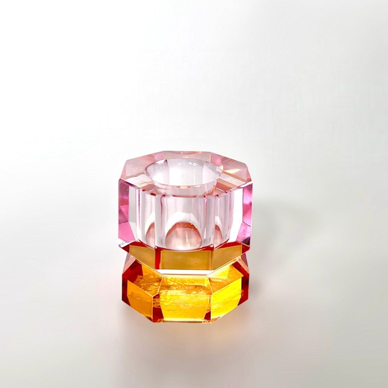 Crystal Geometric Candleholder - Pink/Amber