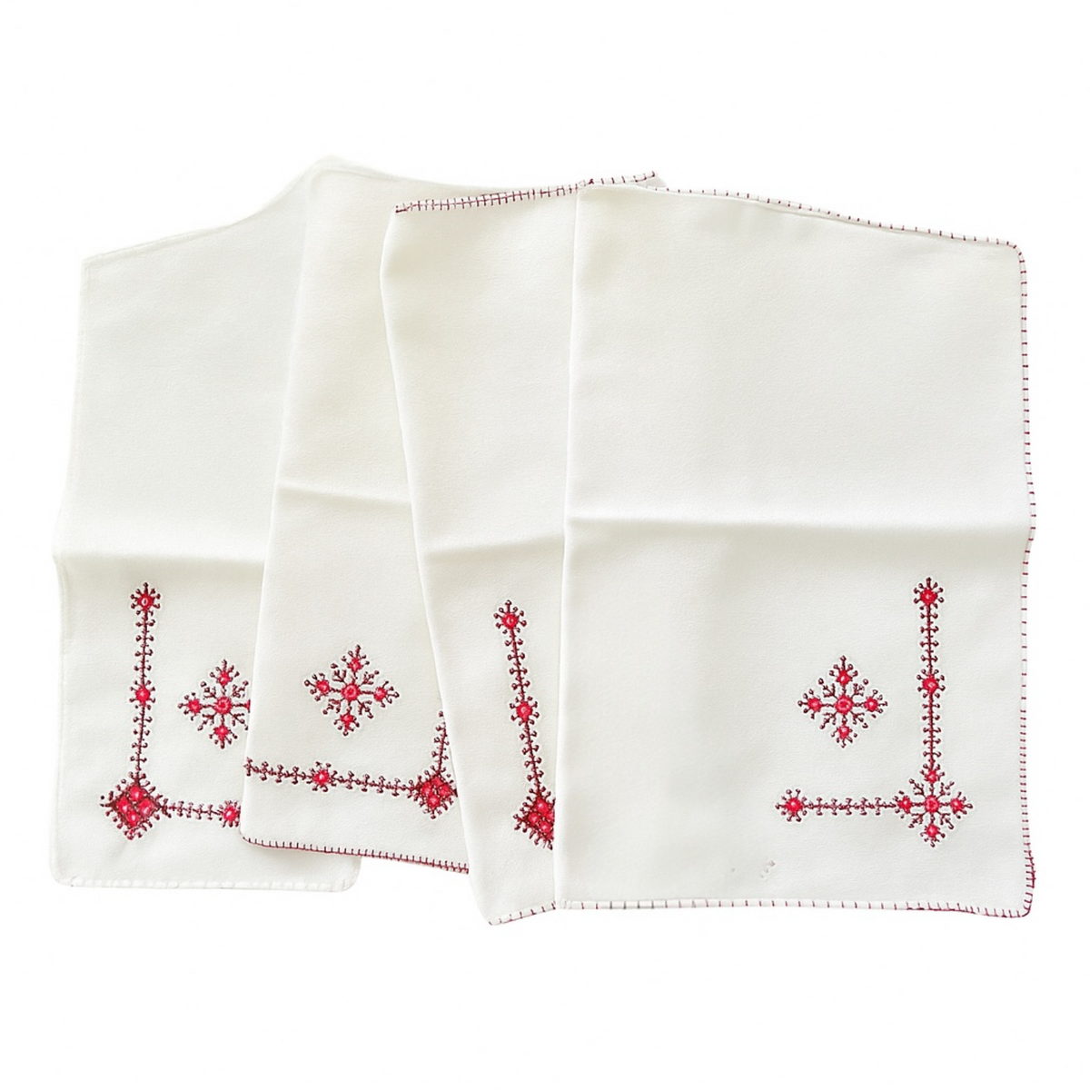 Hand Embroidered Moroccan Napkins - Red (Set of 4)