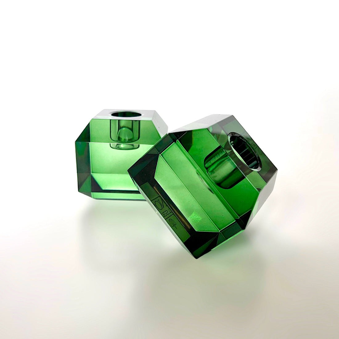 Bougeoir Géométrique en Cristal - Émeraude