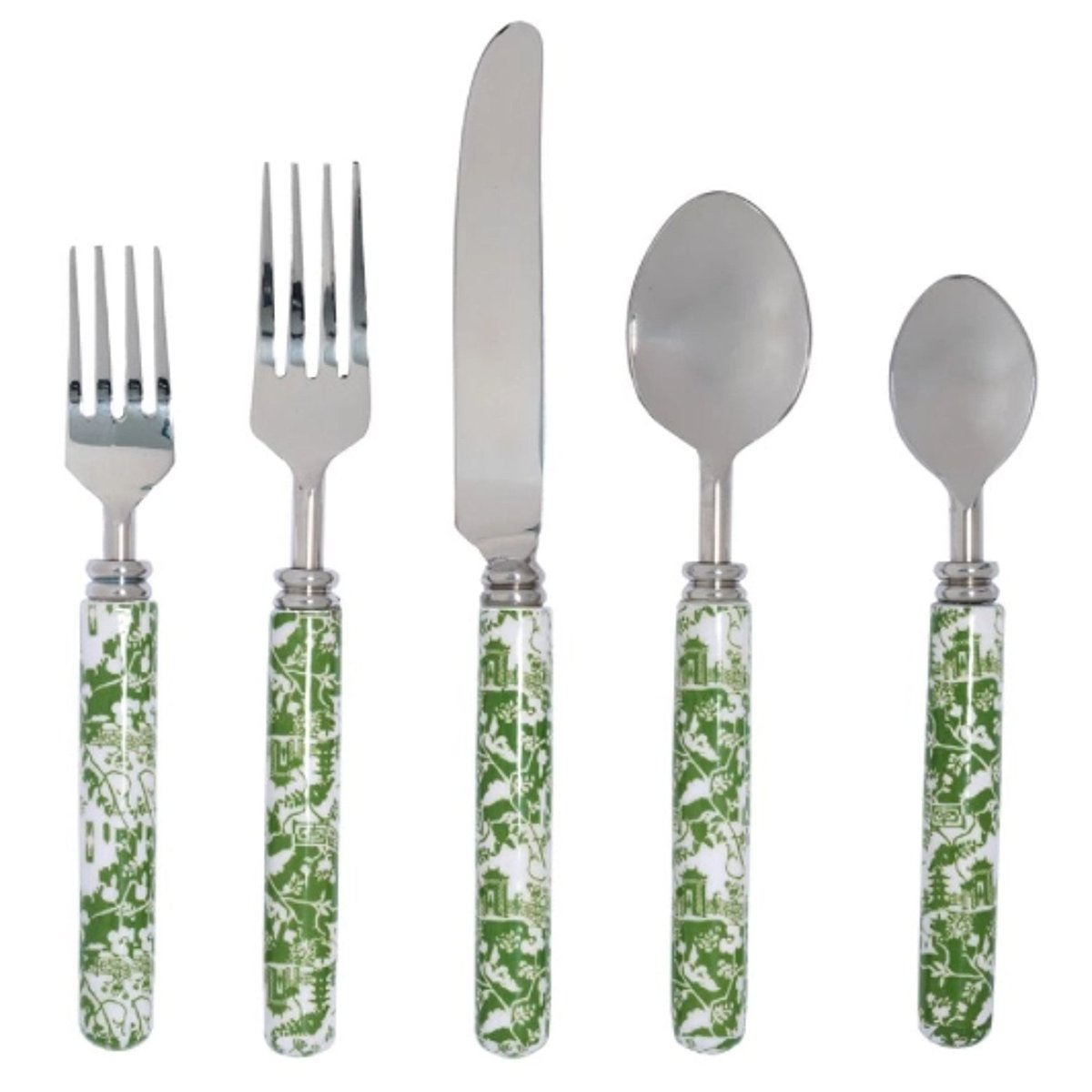Chinoiserie 5-Piece Flatware - Green