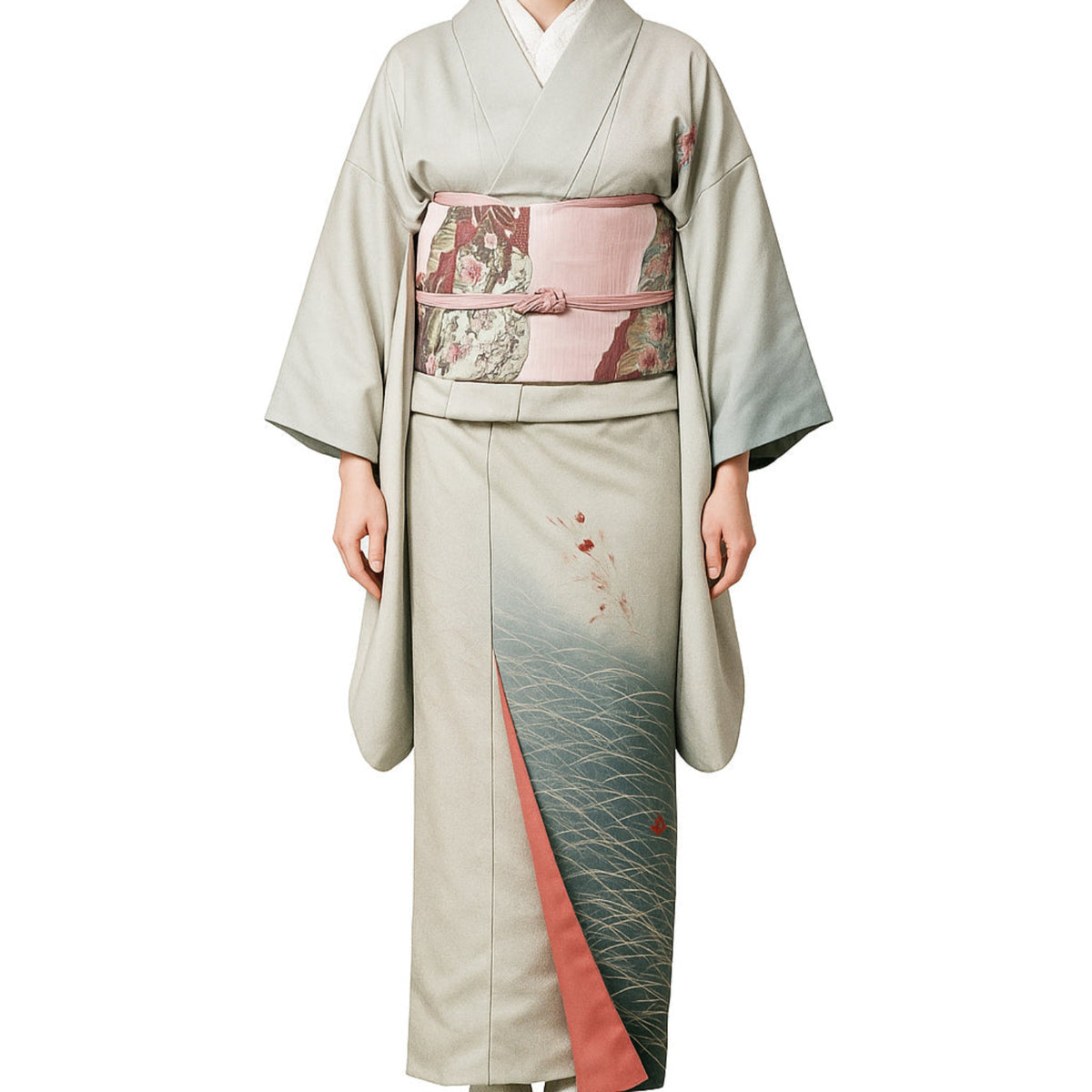 Traditional Japanese Kimono Dress &amp; Sash