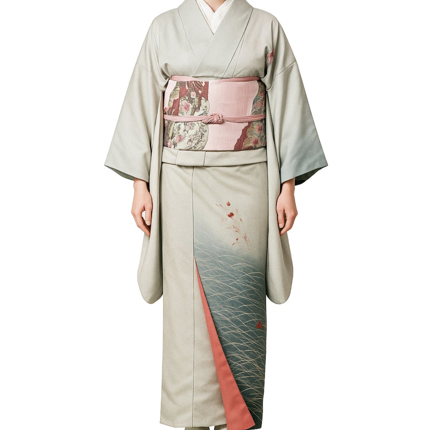 Traditional Japanese Kimono Dress & Sash