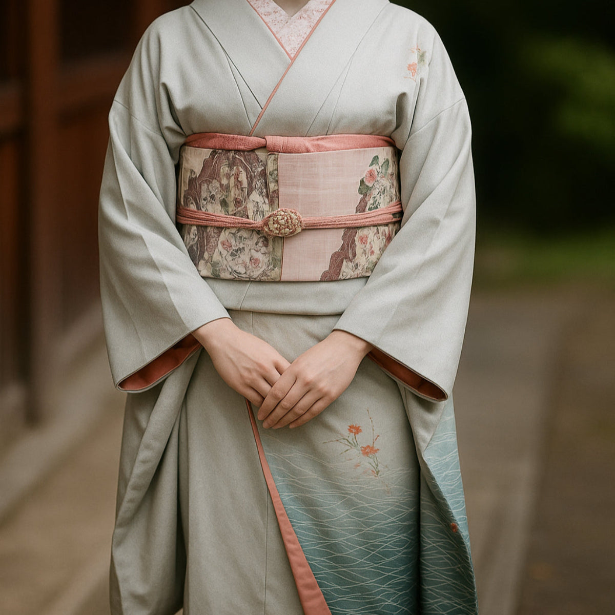 Traditional Japanese Kimono Dress &amp; Sash