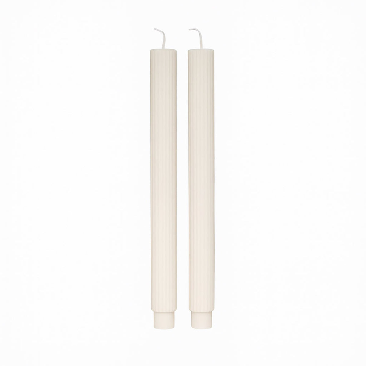 Scented Ribbed Taper Candle - Ivory (Set of 2)