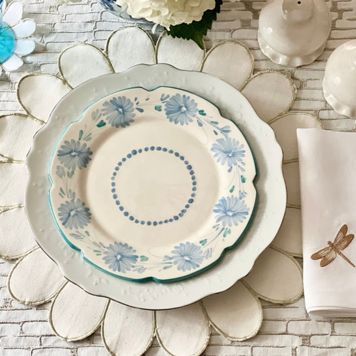 Napperons en forme de larme brodés dorés (Ensemble de 4)