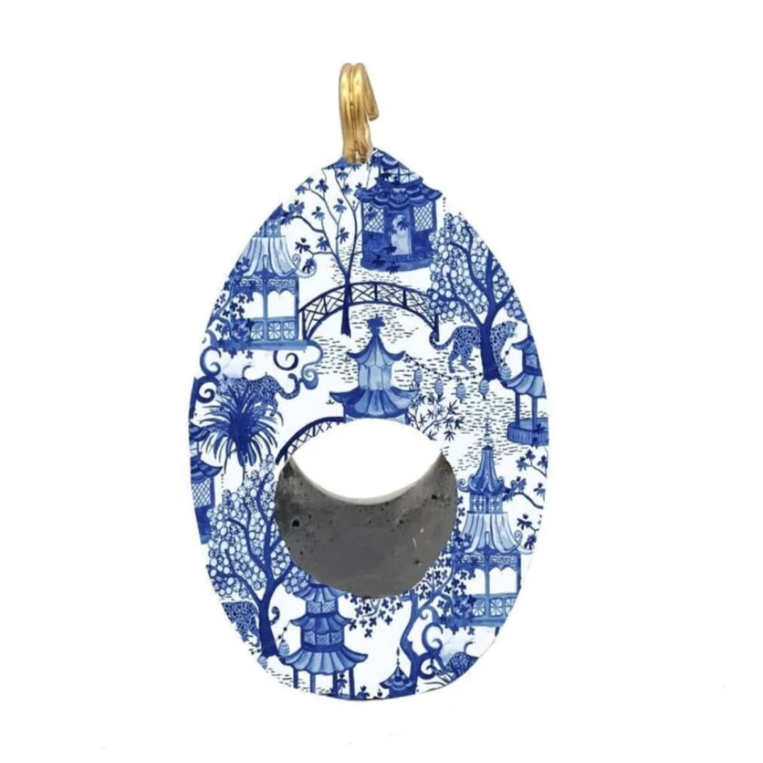 Village Enameled Egg Napkin Rings - Blue (Set of 4)