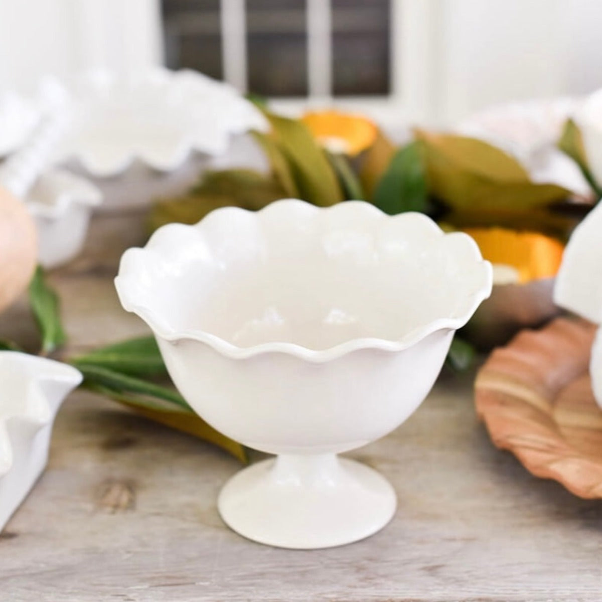 Victorian Ruffle 9&quot; Footed Bowl