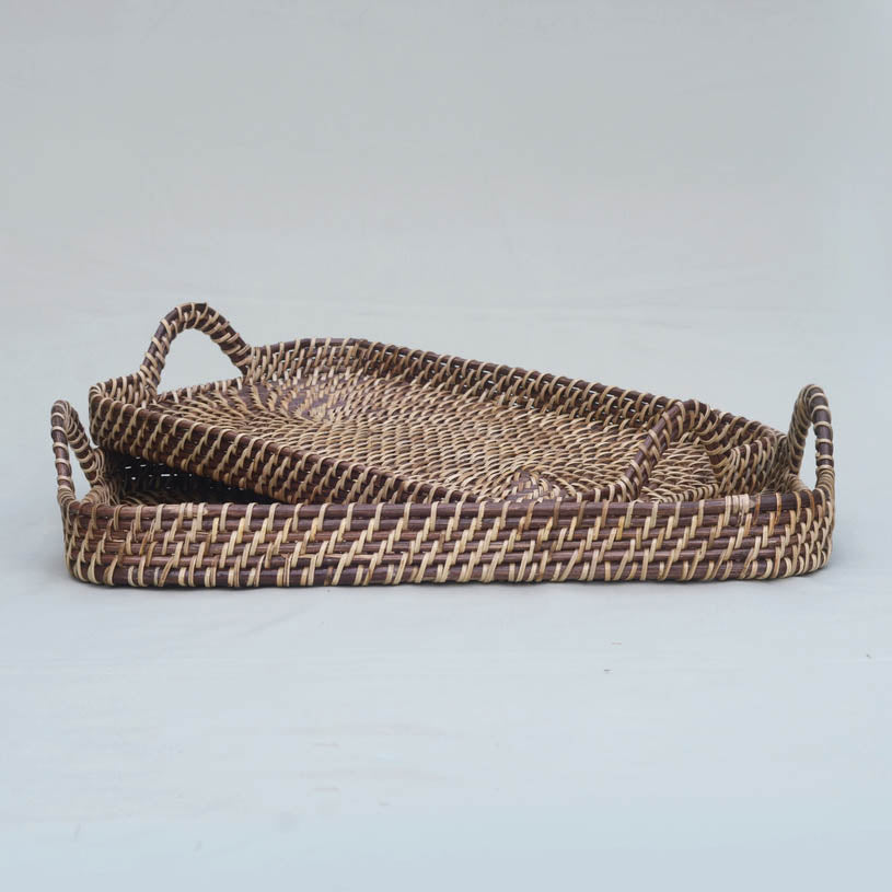 Bandeja retangular de vime