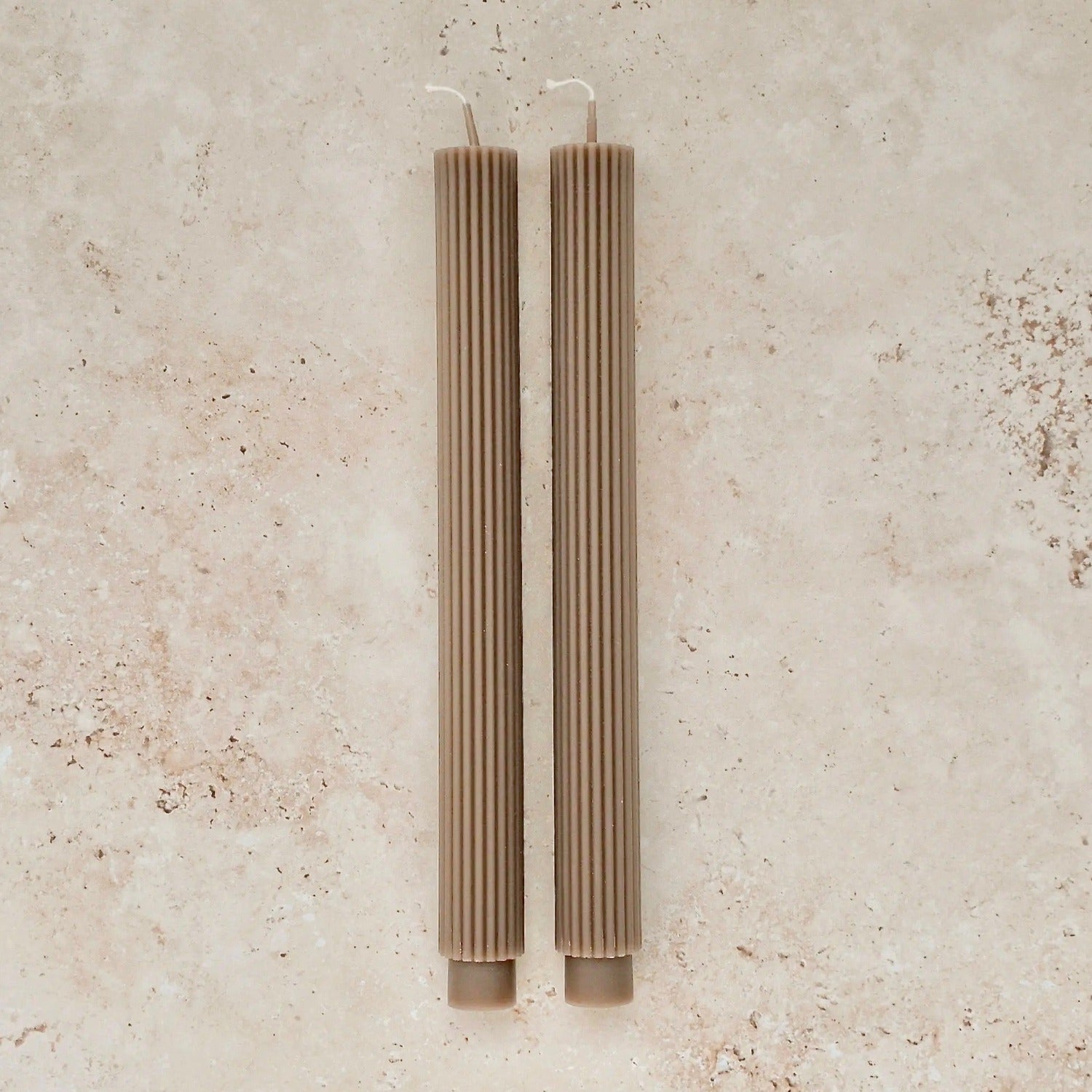 Scented Ribbed Taper Candle - Mushroom (Set of 2)