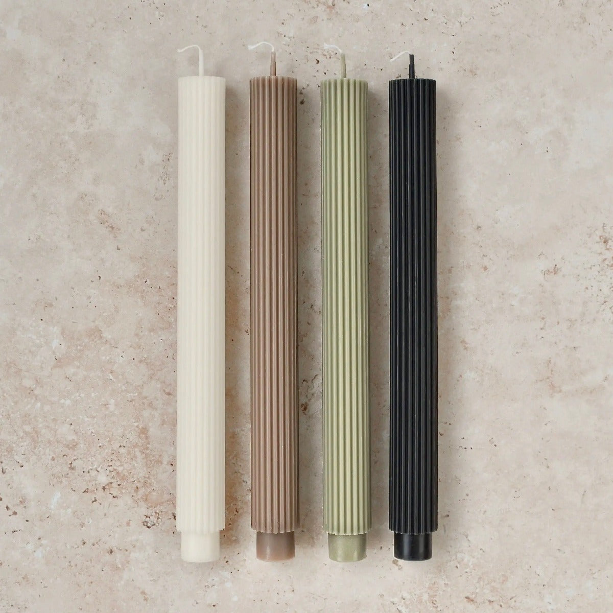 Scented Ribbed Taper Candle - Rosemary (Set of 2)