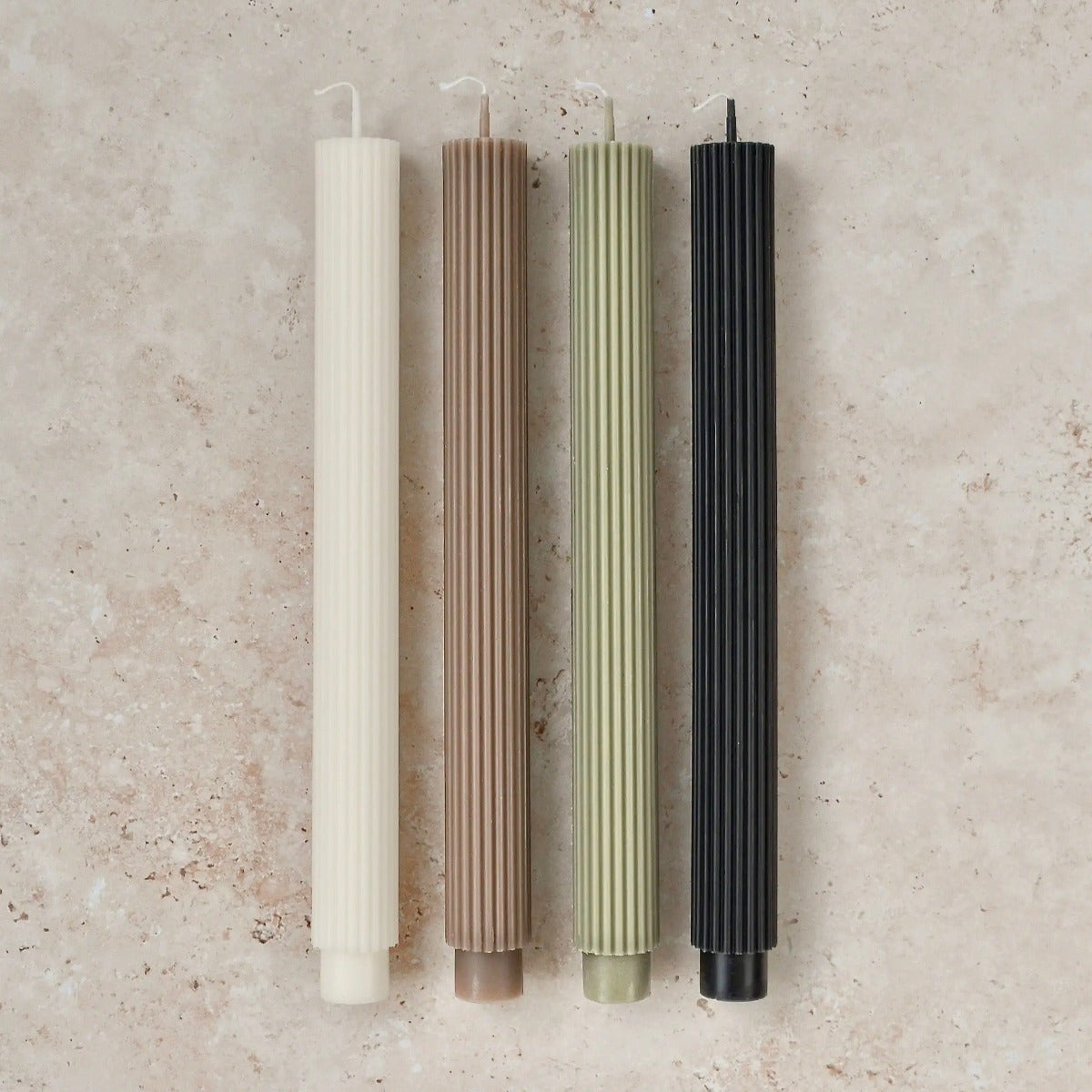 Scented Ribbed Taper Candle - Noir (Set of 2)