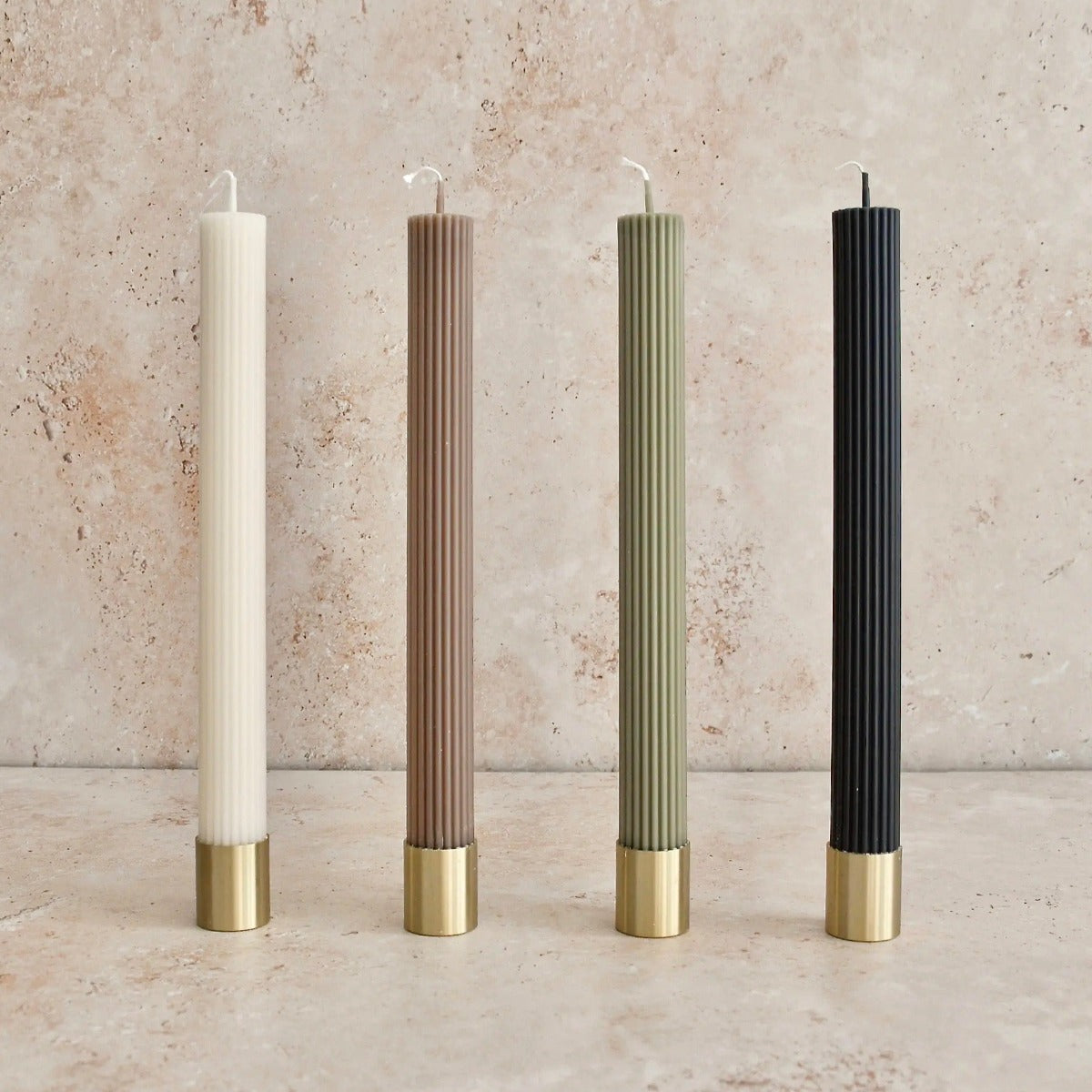Scented Ribbed Taper Candle - Noir (Set of 2)