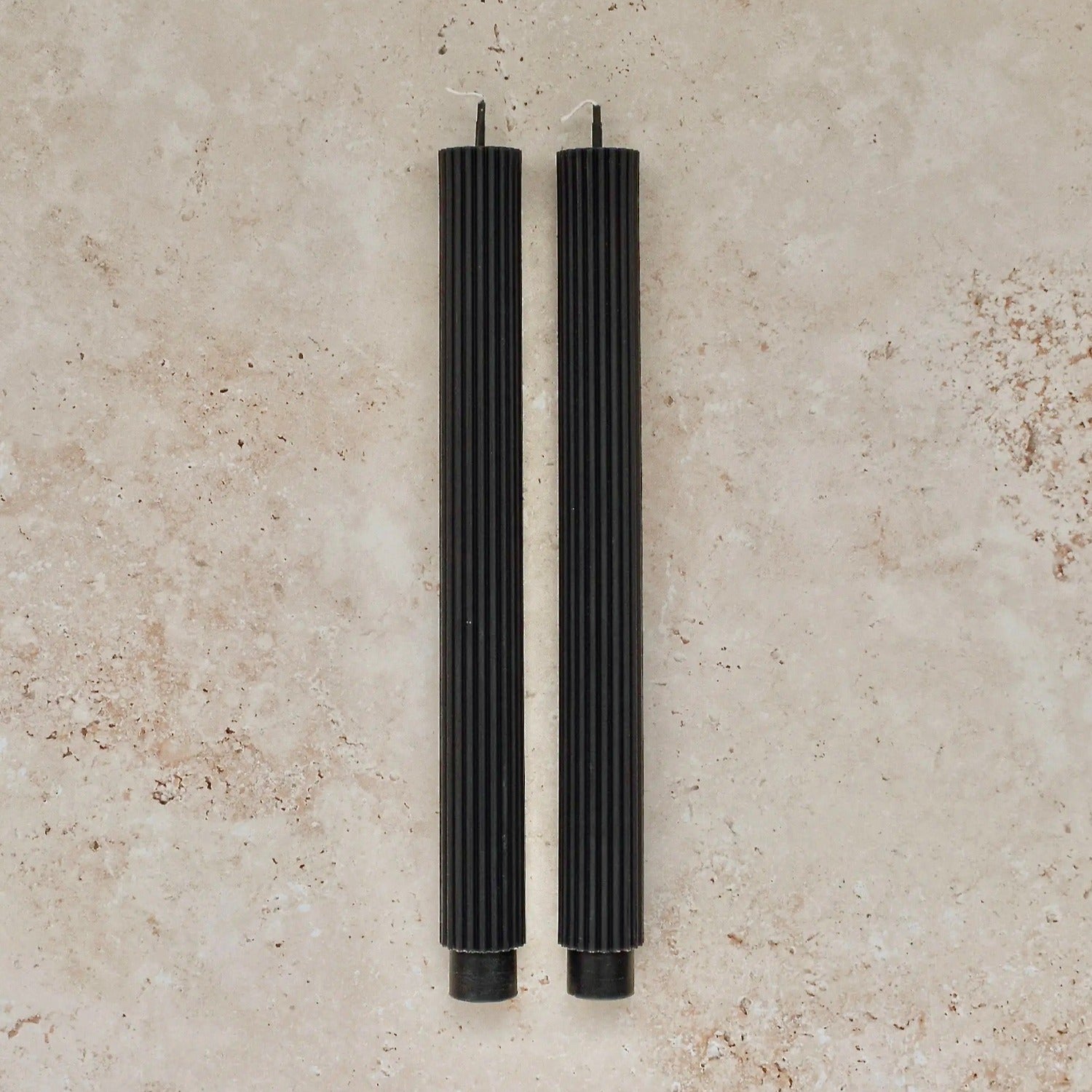Scented Ribbed Taper Candle - Noir (Set of 2)