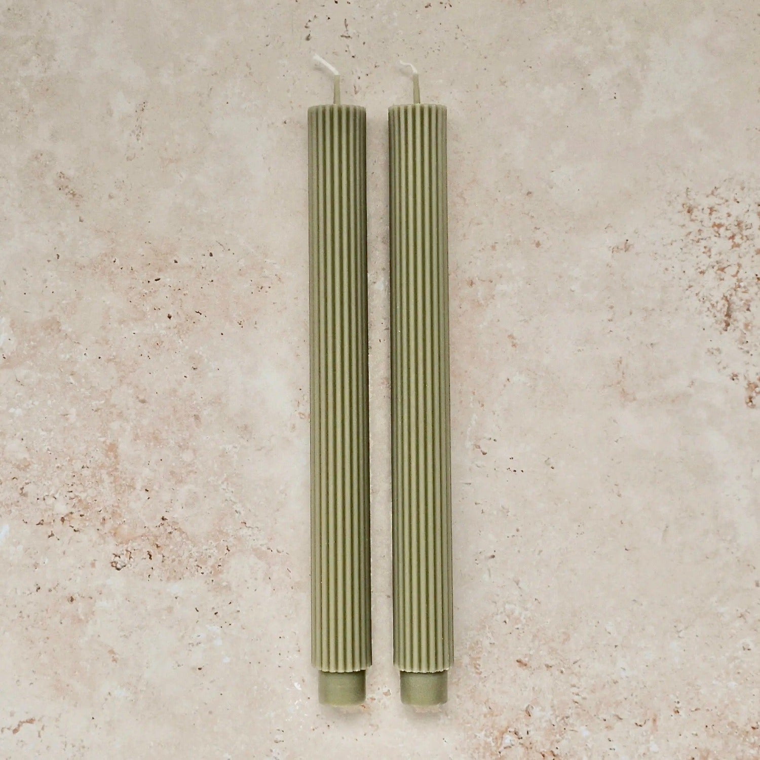 Scented Ribbed Taper Candle - Rosemary (Set of 2)
