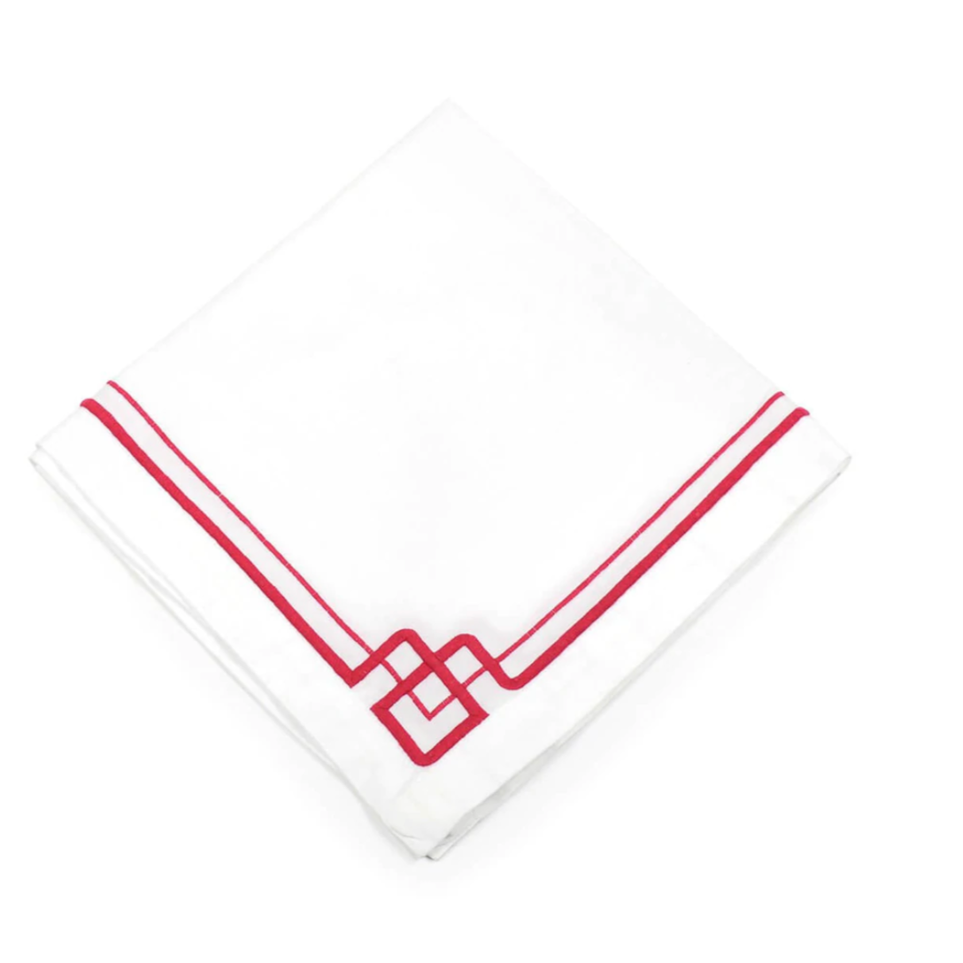 Interlock Embroidery Napkins - Pink (Set of 4)