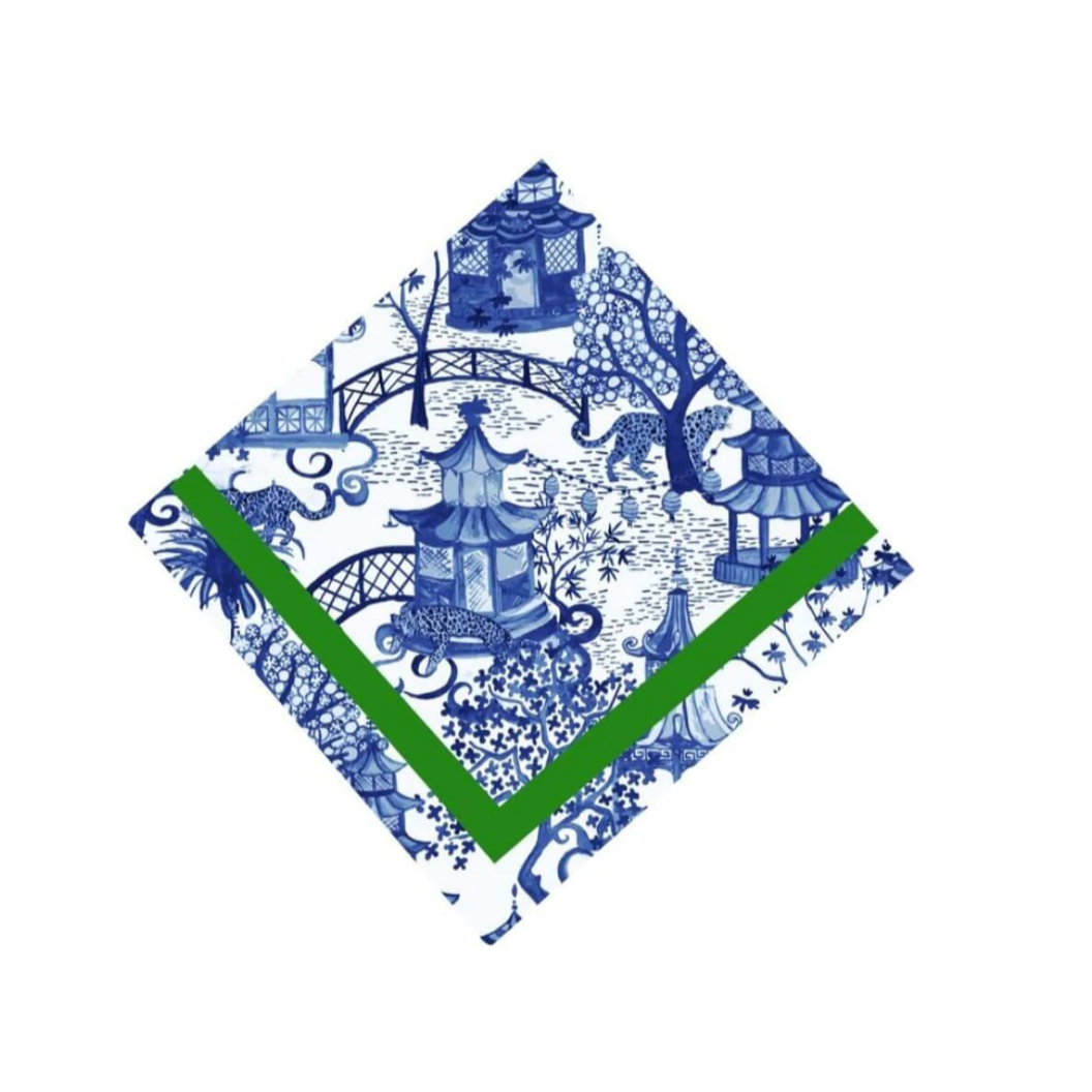 Serviettes Village - Bleu et Vert (Ensemble de 4)