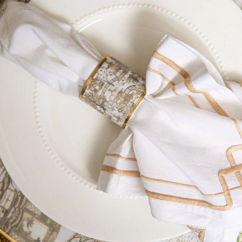 Ronds de serviette émaillés Village - Taupe (Ensemble de 4)