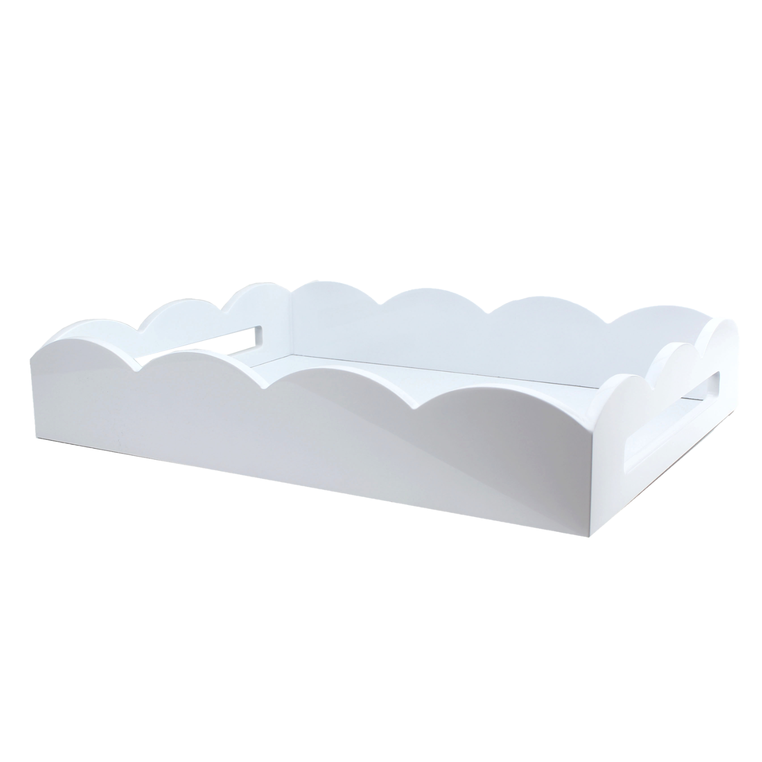 Lacquered Scalloped Tray - White