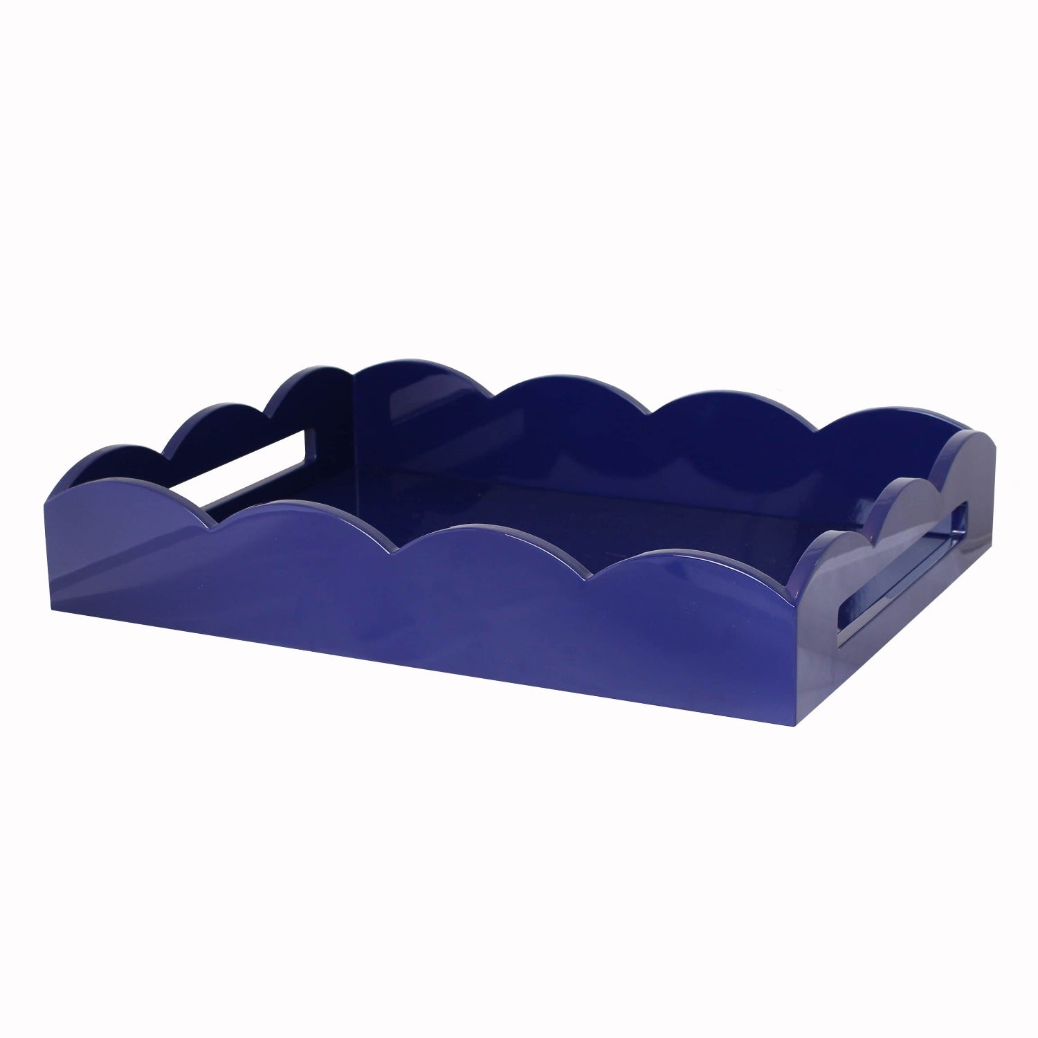 Lacquered Scalloped Tray - Navy