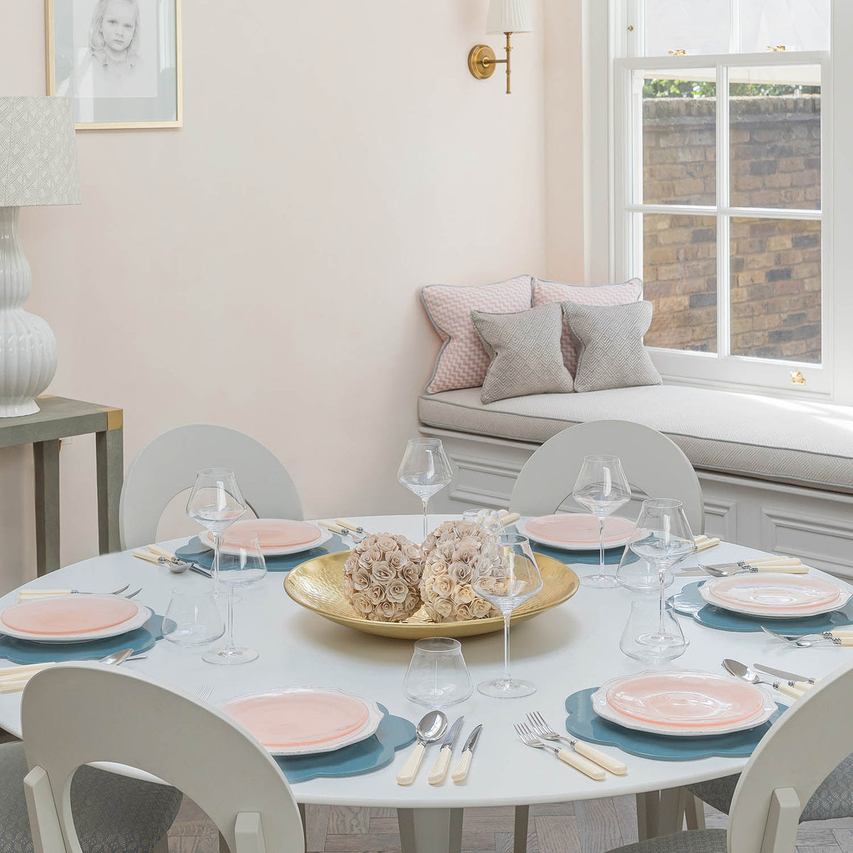 Sets de table festonnés laqués - Bleu (Ensemble de 4)