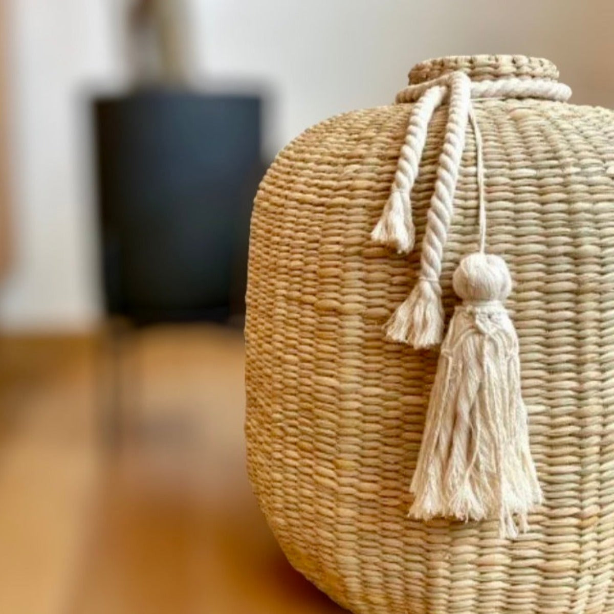 Woven Apricot Vase with Tassel