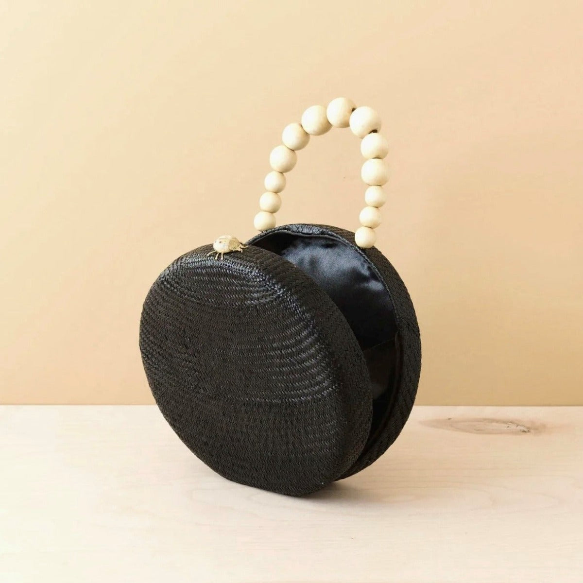 Handwoven Round Handbag w/ Ladybug