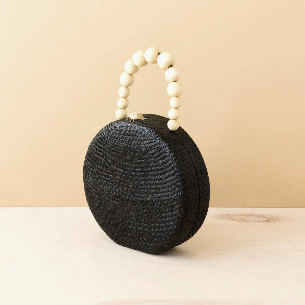 Handwoven Round Handbag w/ Ladybug