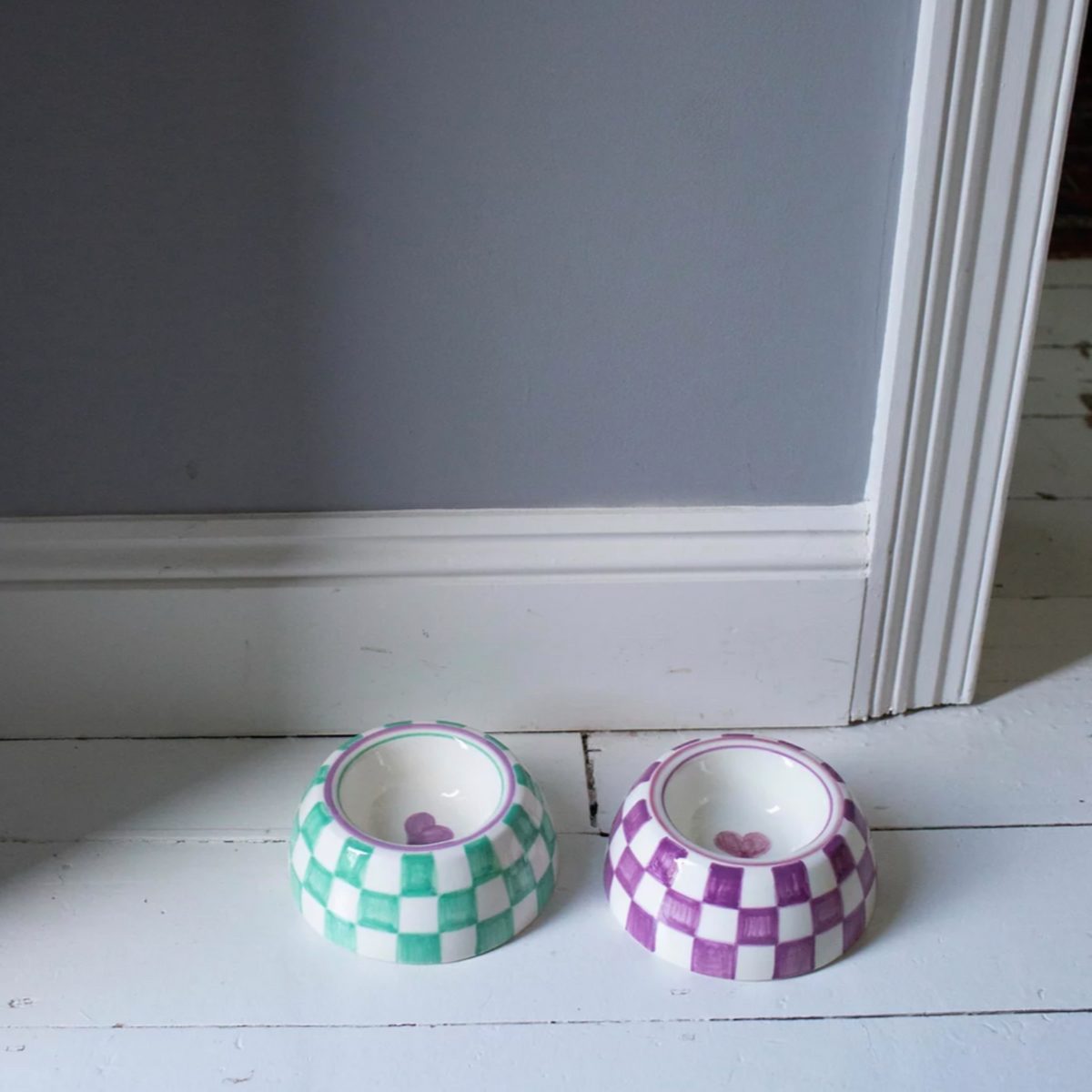 Violet Check Pet Bowl - Small