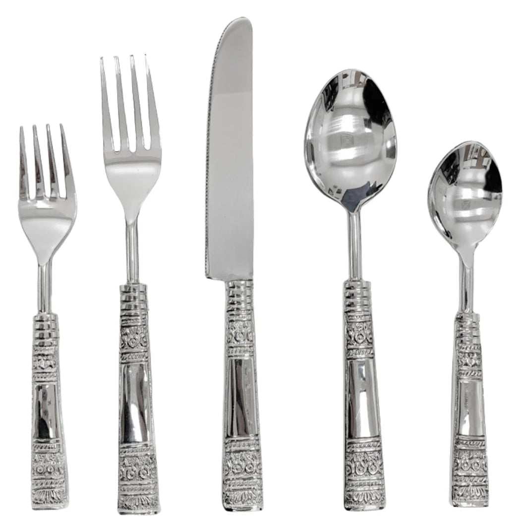 Ensemble de couverts en argent 5 pièces Rococo