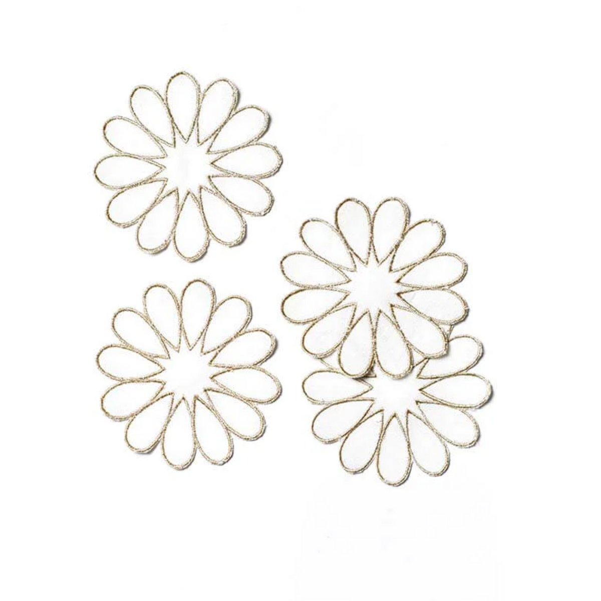 Dessous de verre en forme de larme brodés dorés (lot de 4)