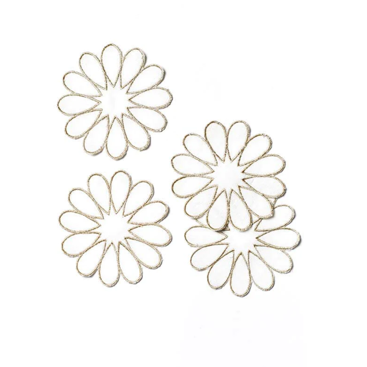 Dessous de verre en forme de larme brodés dorés (lot de 4)