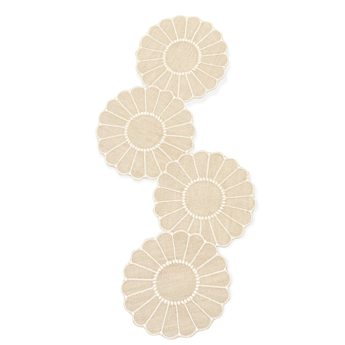 Dessous de verre festonnés en lin - Tan (Ensemble de 4)