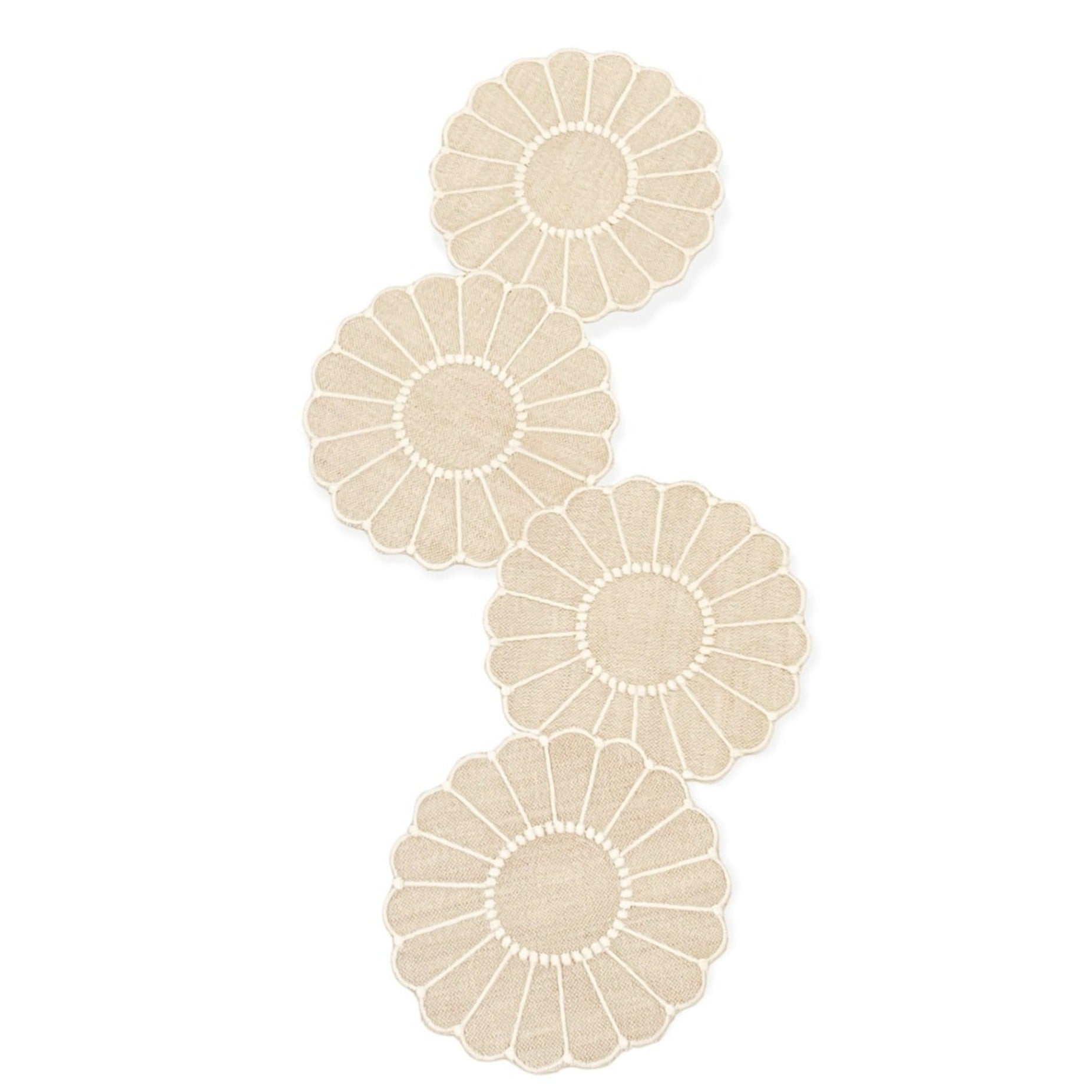 Linen Scalloped Coasters - Tan (Set of 4)