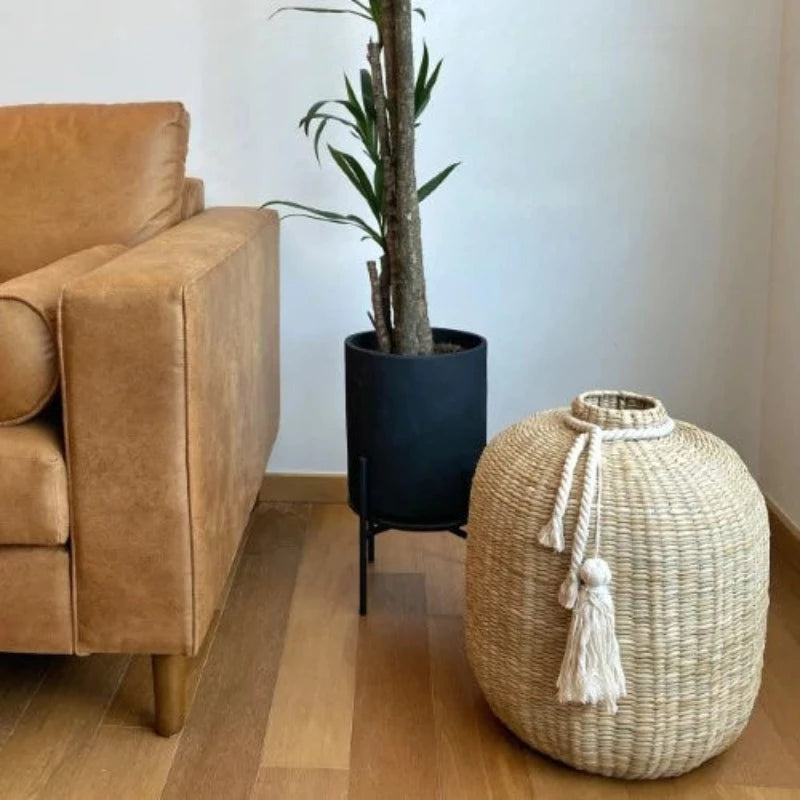 Woven Apricot Vase with Tassel