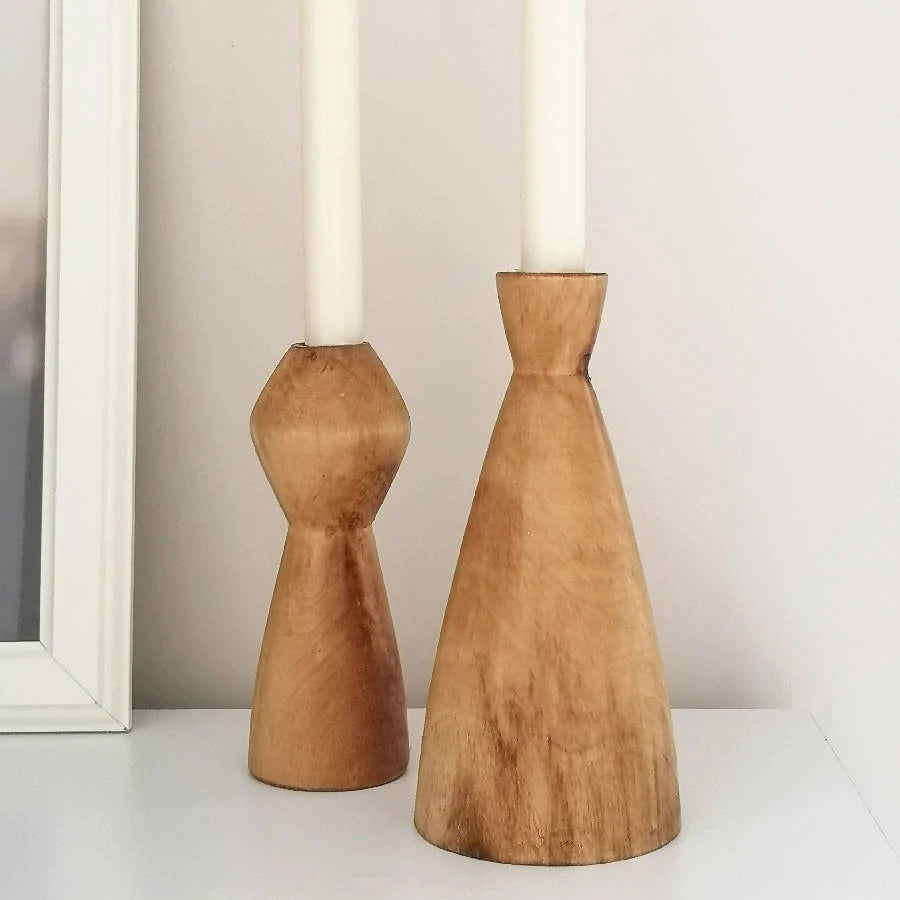 Alanya Wooden Candleholder Set