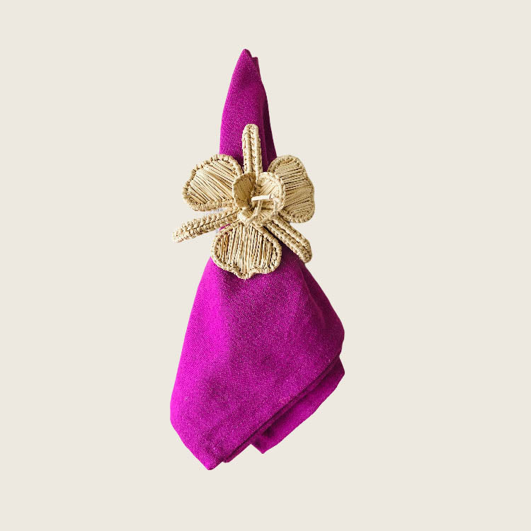 Ronds de serviette tissés en orchidée - Naturel (Ensemble de 4)