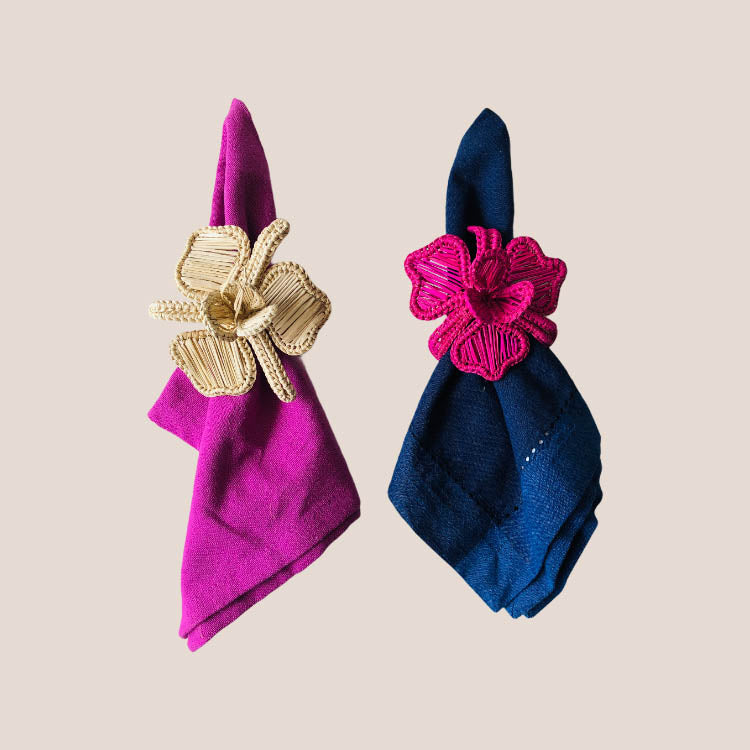 Ronds de serviette tissés orchidées - Fuchsia (Ensemble de 4)